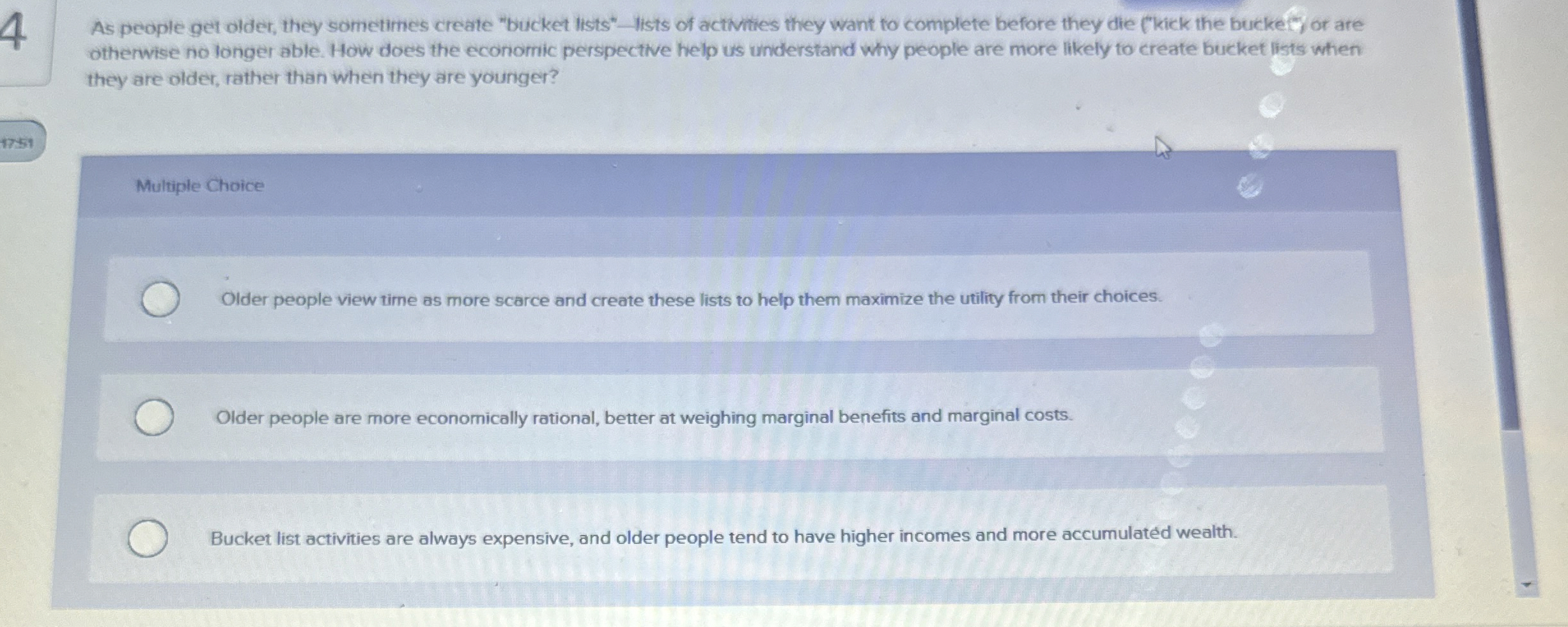 Solved As people get older, they sometimes create "bucket