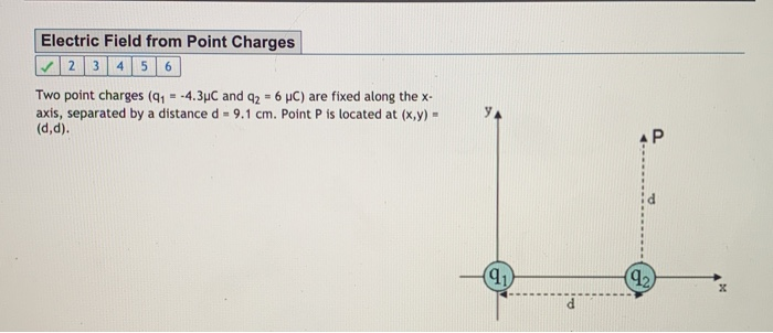 Solved Electric Field from Point Charges √ 2 3 4 5 6 Two | Chegg.com