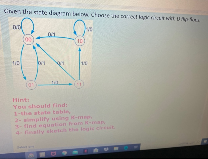 Solved Given the state diagram below. Choose the correct | Chegg.com