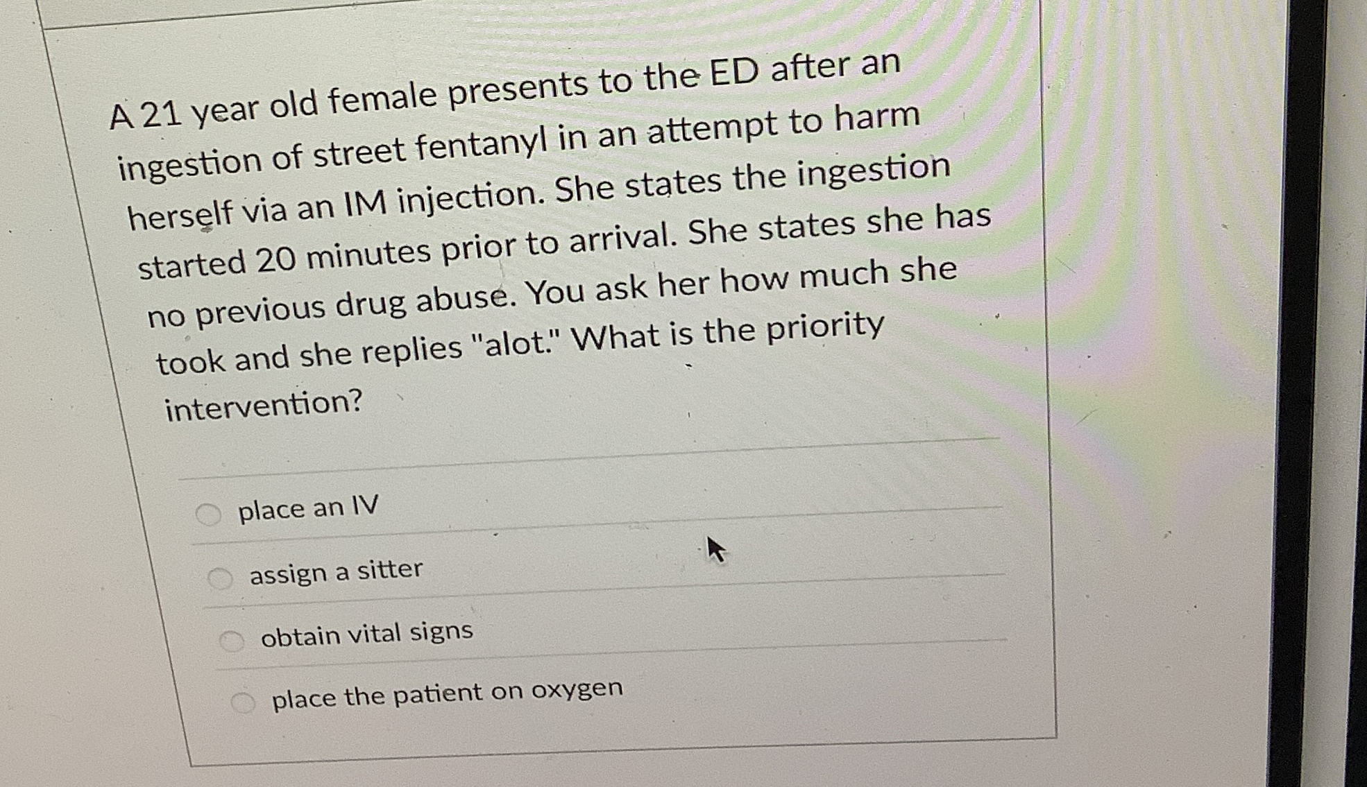 Solved A 21 ﻿year old female presents to the ED after | Chegg.com