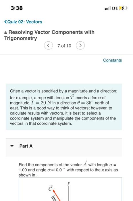 Solved \pm Resolving Vector Components with Trigonometry 7 | Chegg.com