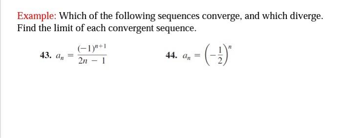 Solved Example: Which of the following sequences converge, | Chegg.com