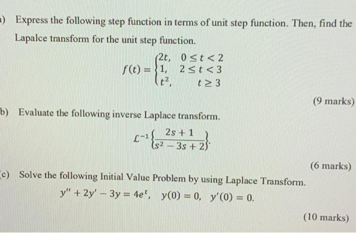 Solved =) Express the following step function in terms of | Chegg.com
