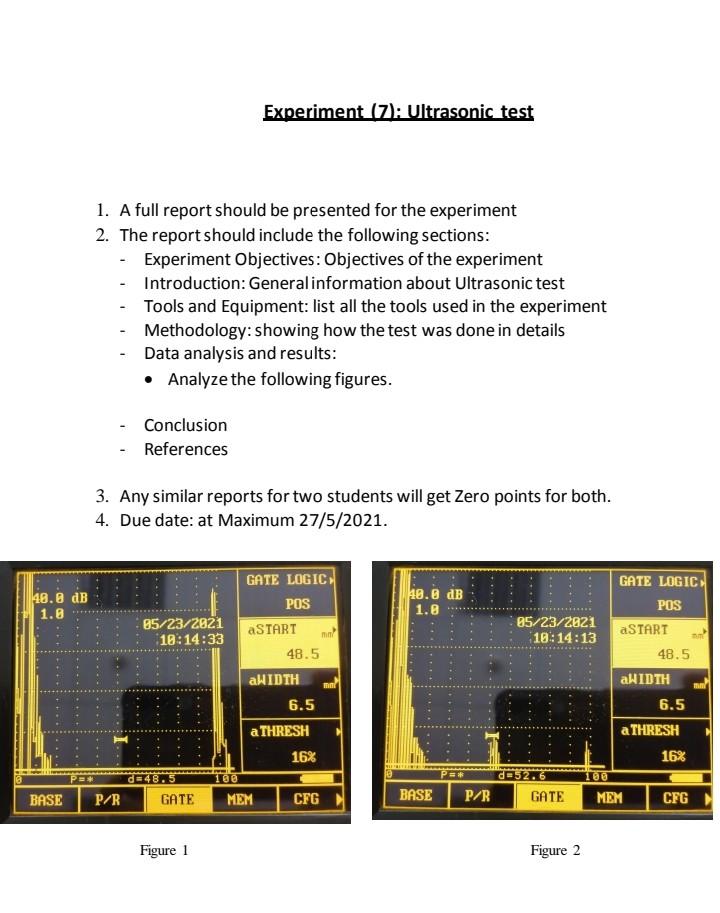 Solved Experiment (7): Ultrasonic test 1. A full report | Chegg.com