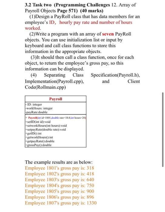 Solved 3.2 Task two (Programming Challenges 12. Array of | Chegg.com