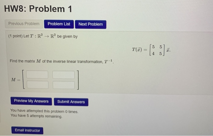 Solved HW8: Problem 1 Previous Problem Problem List Next | Chegg.com