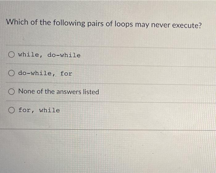 Solved Which of the following pairs of loops may never | Chegg.com