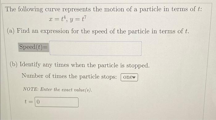 Solved The following curve represents the motion of a | Chegg.com