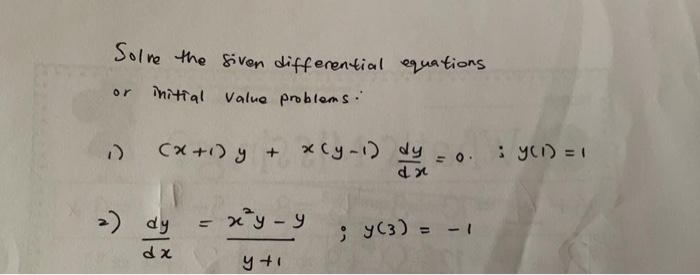 Solved please help me with these differential | Chegg.com