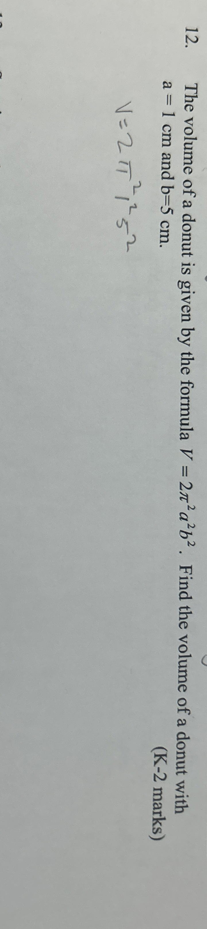 volume of a donut formula