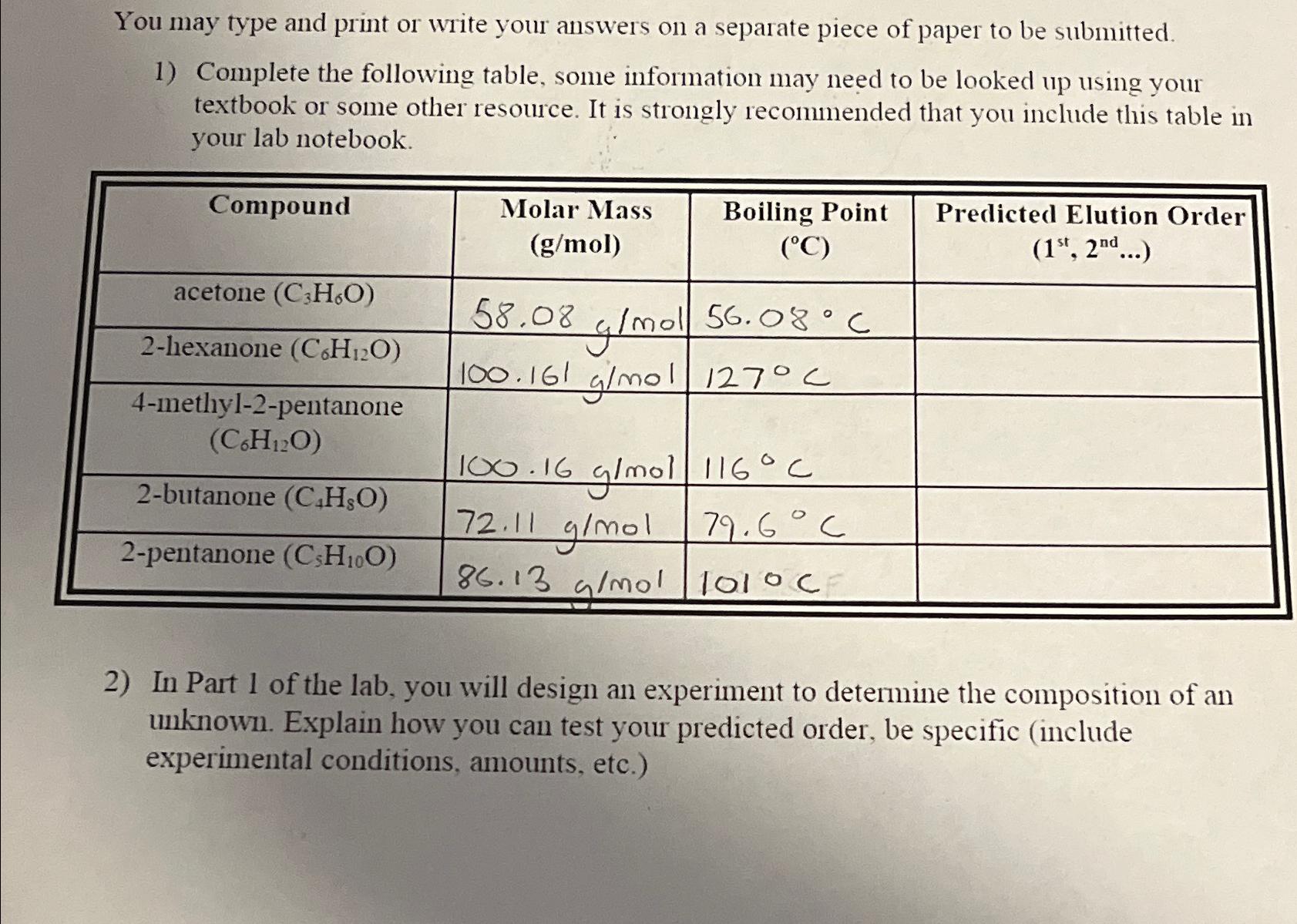 Solved You may type and print or write your answers on a | Chegg.com