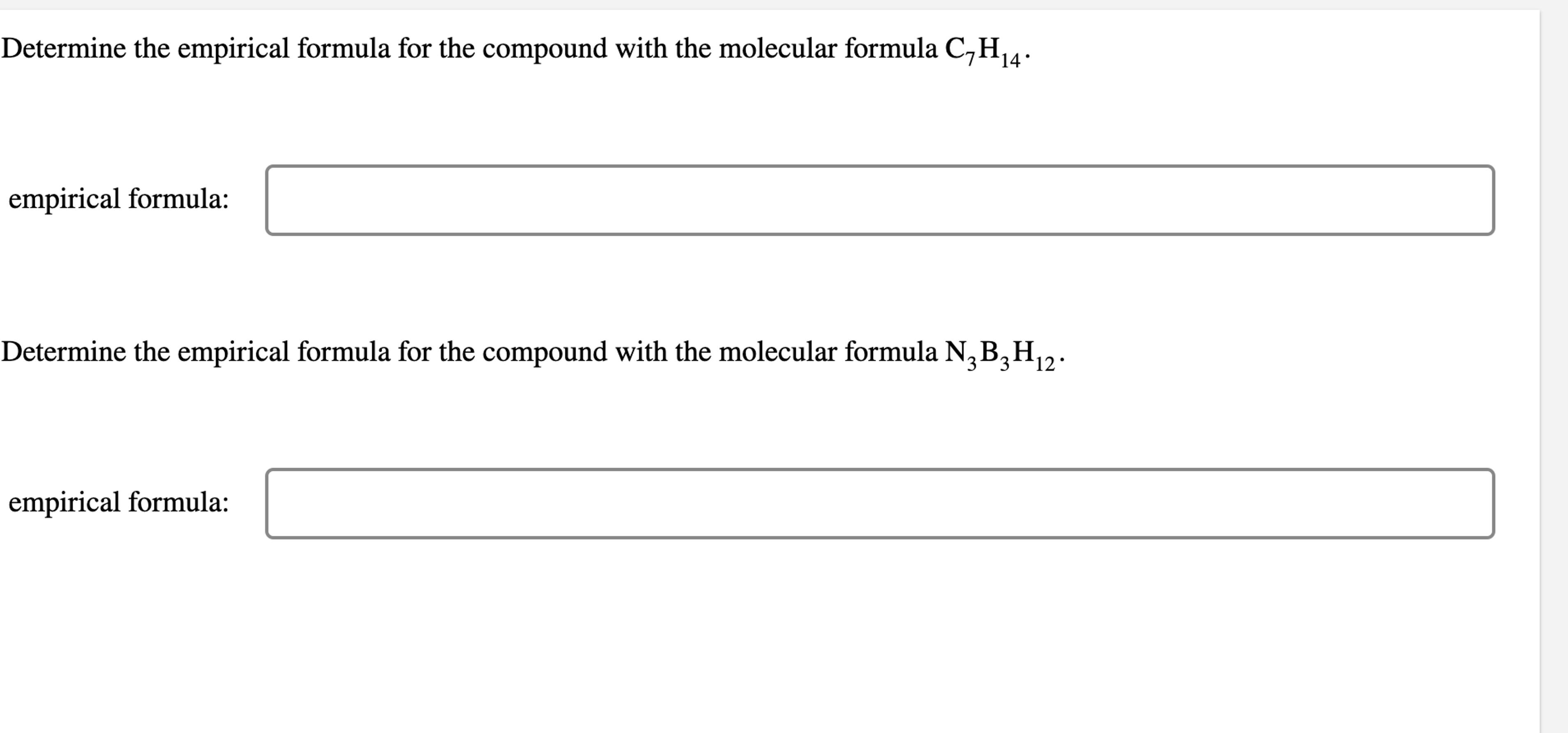 Solved Determine the empirical formula for the compound with | Chegg.com