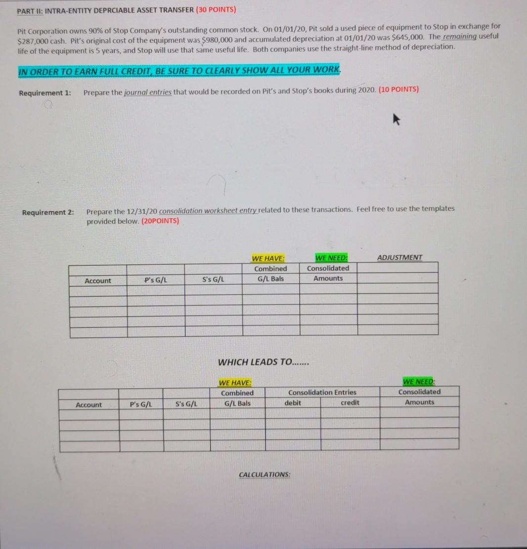 Solved PART I: INTRA-ENTITY INVENTORY TRANSFER (30 POINTS) | Chegg.com