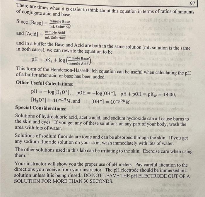 There are times when it is easier to think about this equation in terms of ratios of amounts of conjugate acid and base.
Sinc