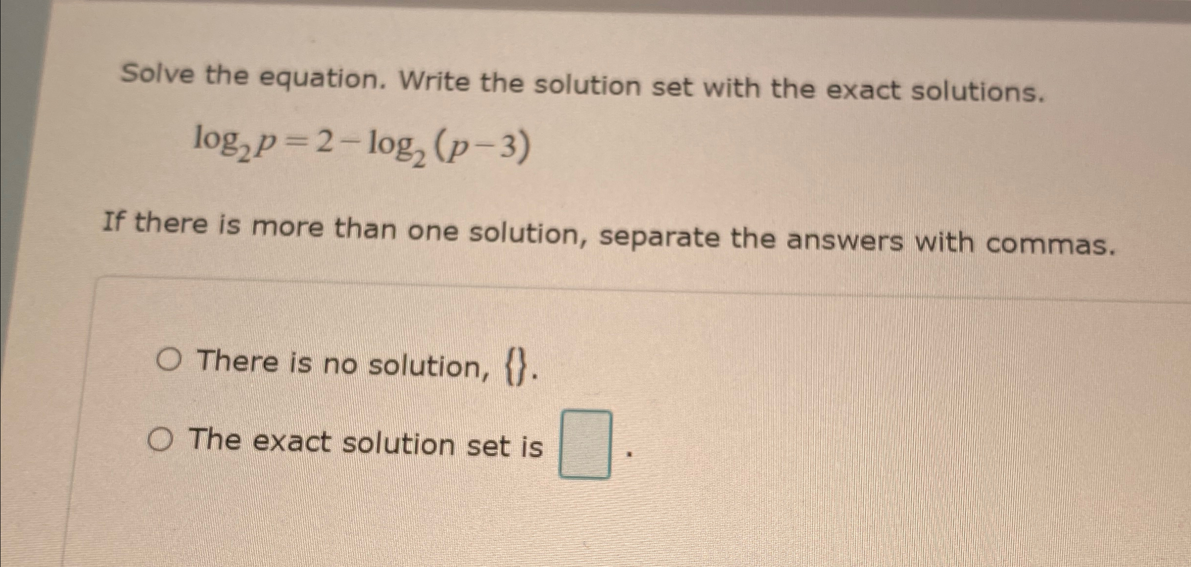 Solved Solve the equation. Write the solution set with the | Chegg.com