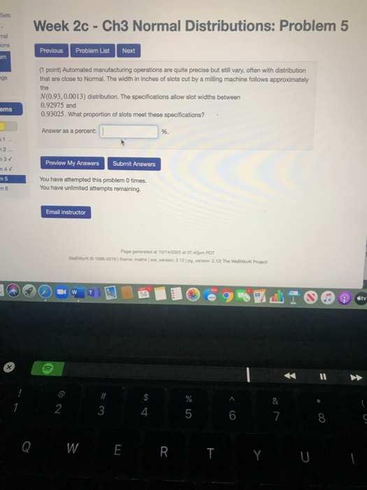 Solved ets Week 2c - Ch3 Normal Distributions: Problem 3 m | Chegg.com