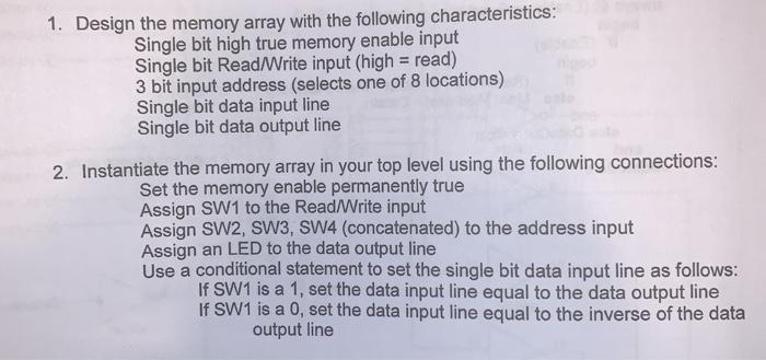 Solved 1. Design the memory array with the following | Chegg.com