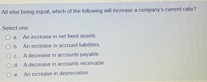 Solved All else being equal, which of the following will | Chegg.com