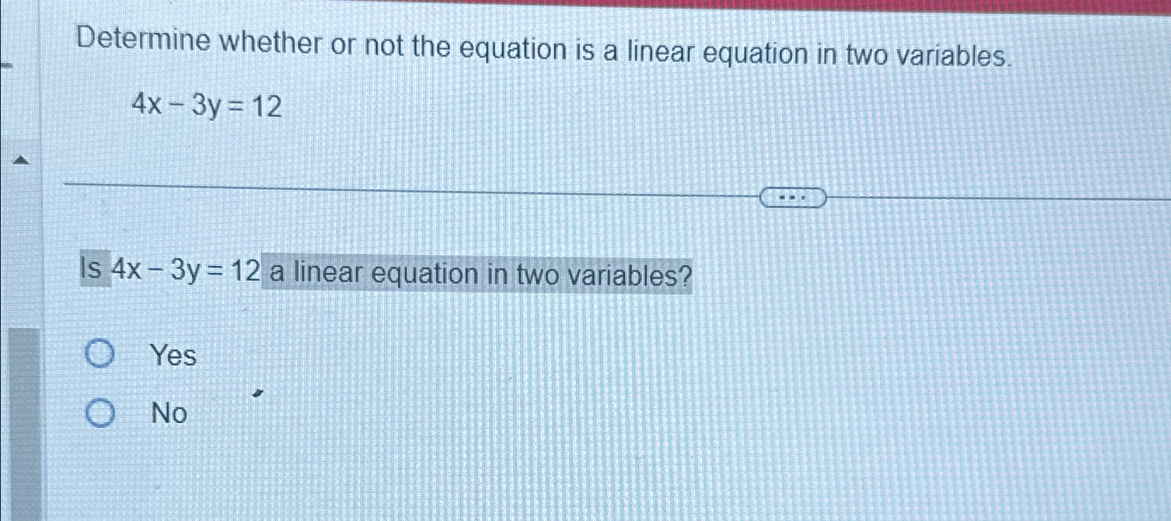 Solved Determine whether or not the equation is a linear | Chegg.com