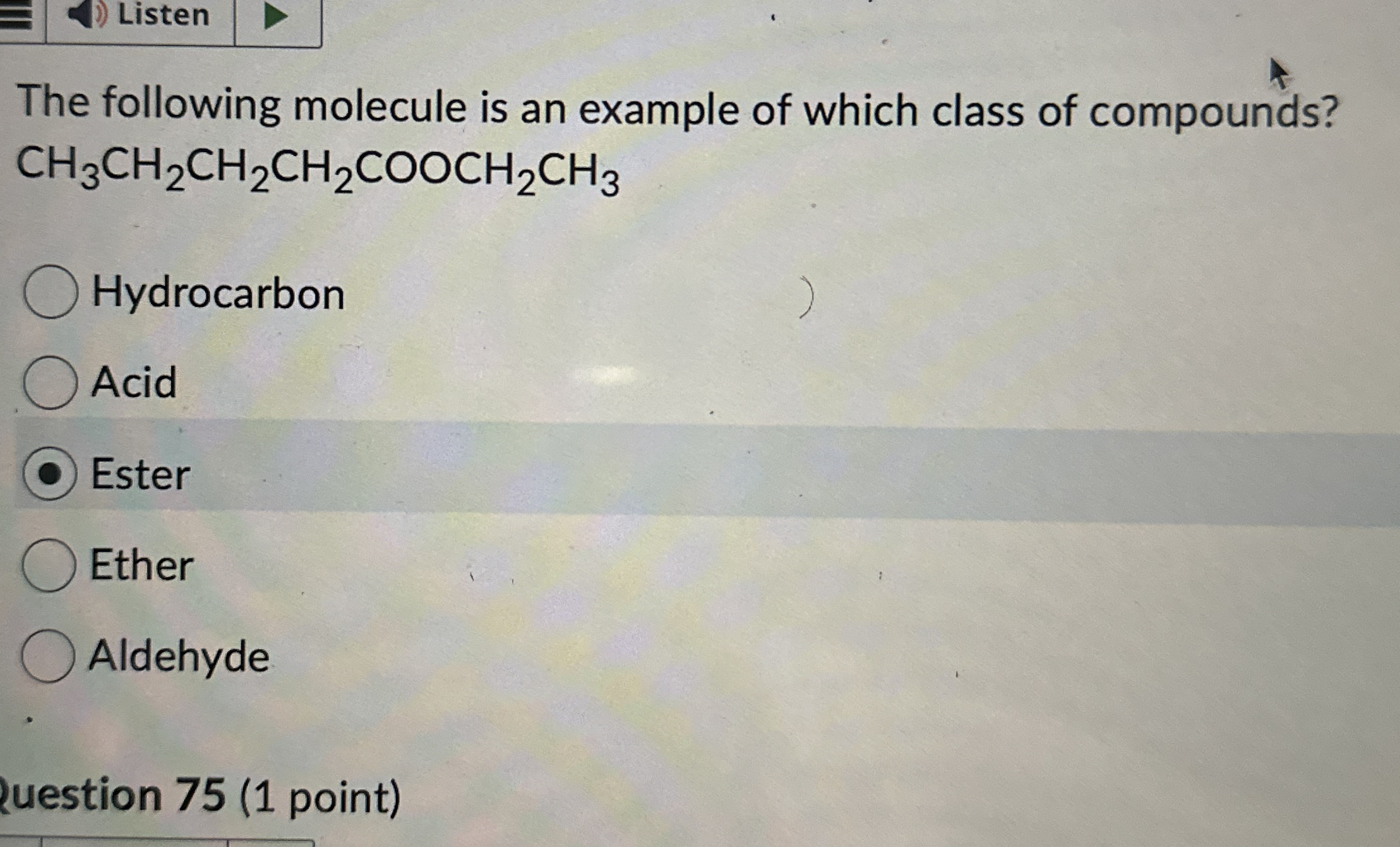 Solved Listenthe Following Molecule Is An Example Of Which Chegg Com