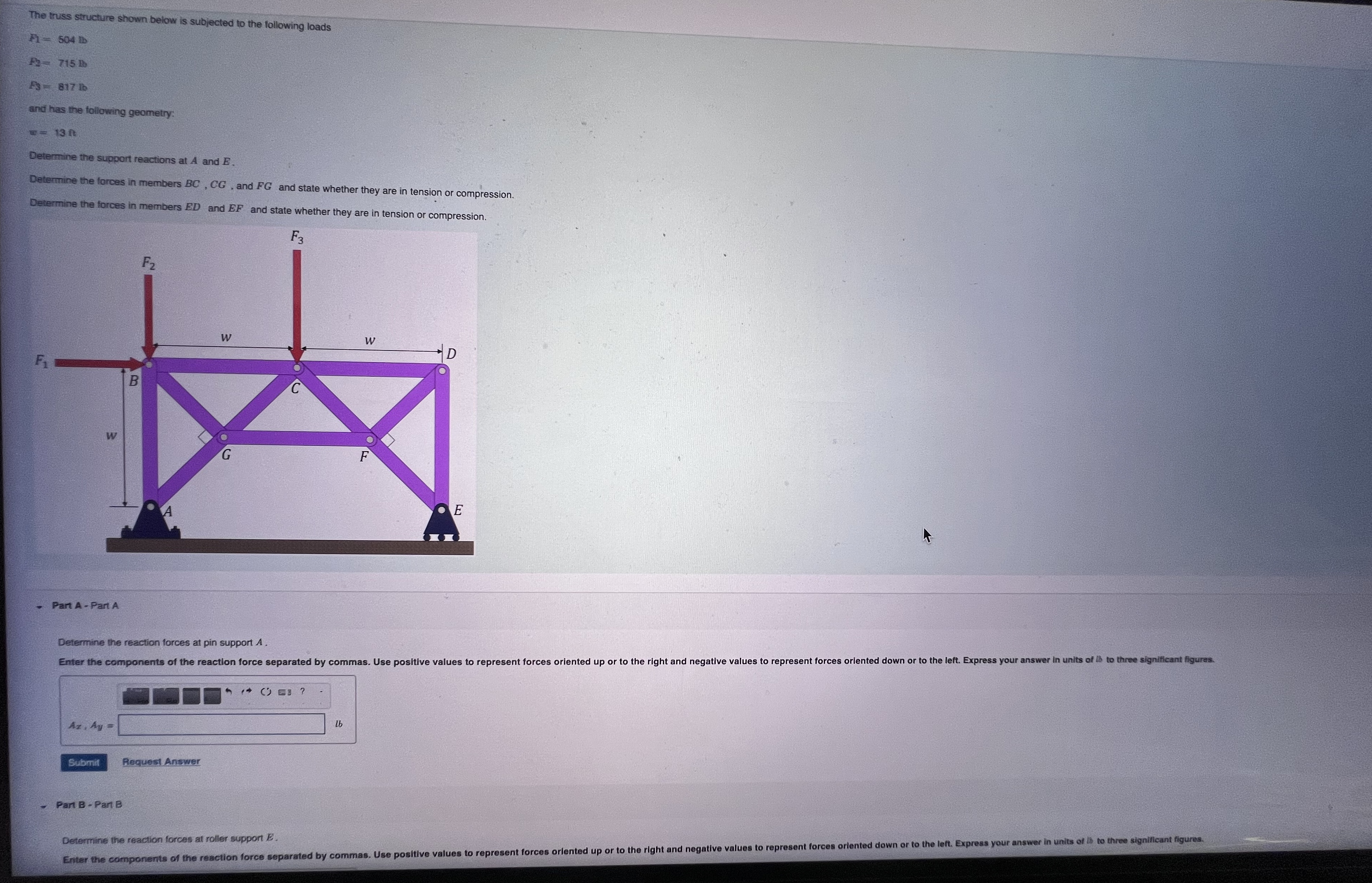 Solved The truss structure shown below is subjected to the | Chegg.com