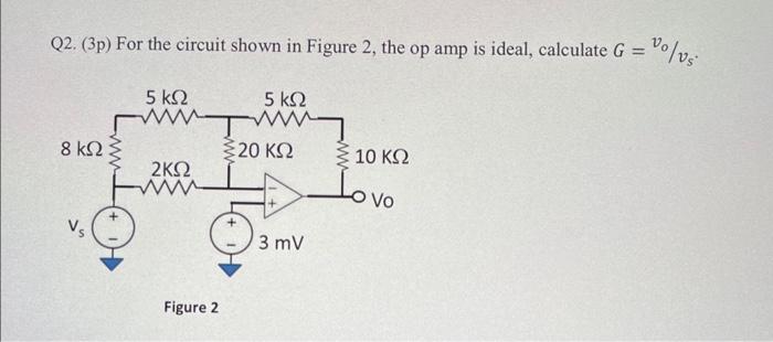 Solved Q2. (3p) For the circuit shown in Figure 2, the op | Chegg.com