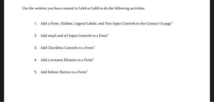 Solved Use the website you have created in Lab4 or Lab3 to | Chegg.com