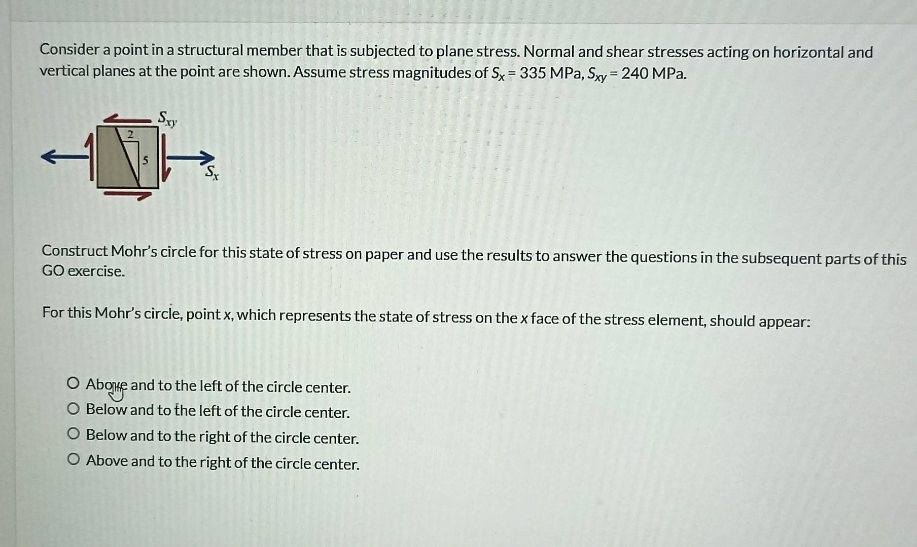 Solved Part 2 For the given state of stress at a point in | Chegg.com