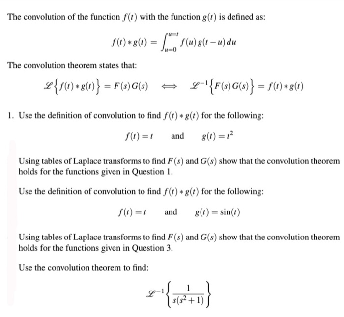 Solved The convolution of the function f(t) with the | Chegg.com