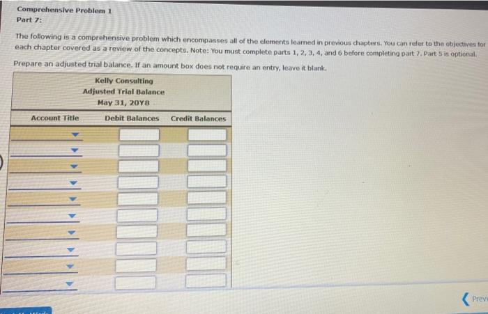Solved Comprehensive Problem 1 Part 4 and Part 6: The | Chegg.com