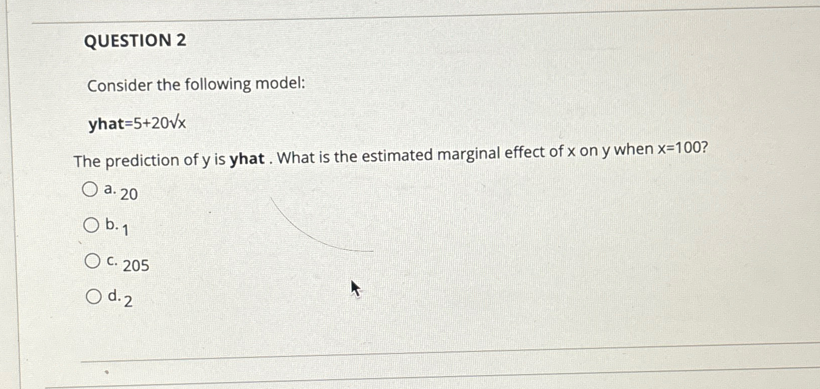 Solved QUESTION 2Consider the following model: ﻿yhat | Chegg.com