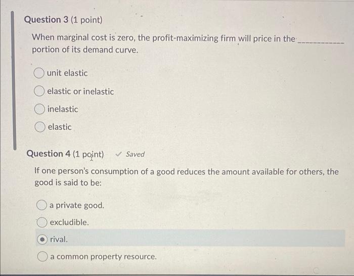 Solved When marginal cost is zero, the profitmaximizing