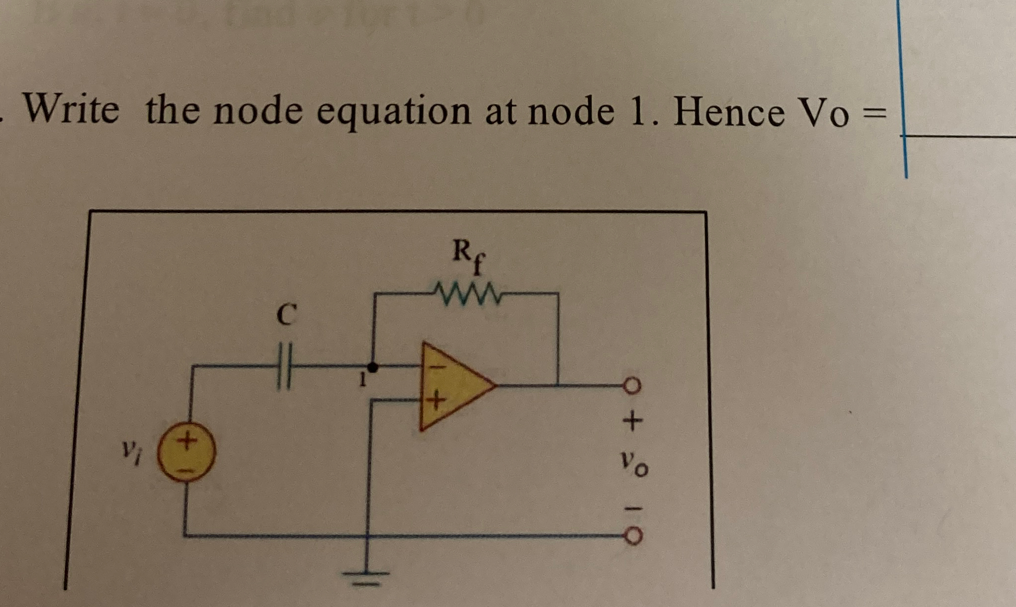 Write the node equation at node 1 . ﻿Hence Vo = | Chegg.com