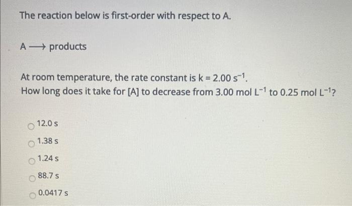 Solved For the reaction shown below the rate law is Rate | Chegg.com