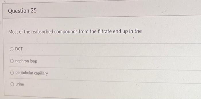 Solved Most of the reabsorbed compounds from the filtrate | Chegg.com