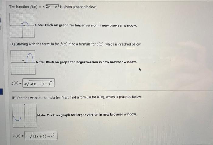 Solved The function f(x)=3x−x2 is given graphed below: Note: | Chegg.com