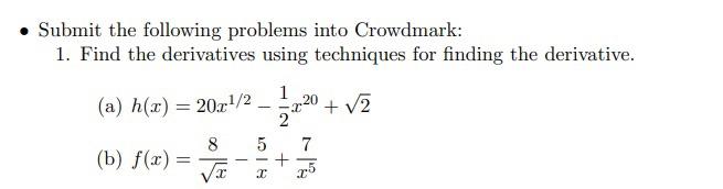 Solved - Submit the following problems into Crowdmark: 1. | Chegg.com