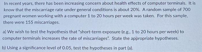 Solved In recent years, there has been increasing concern | Chegg.com