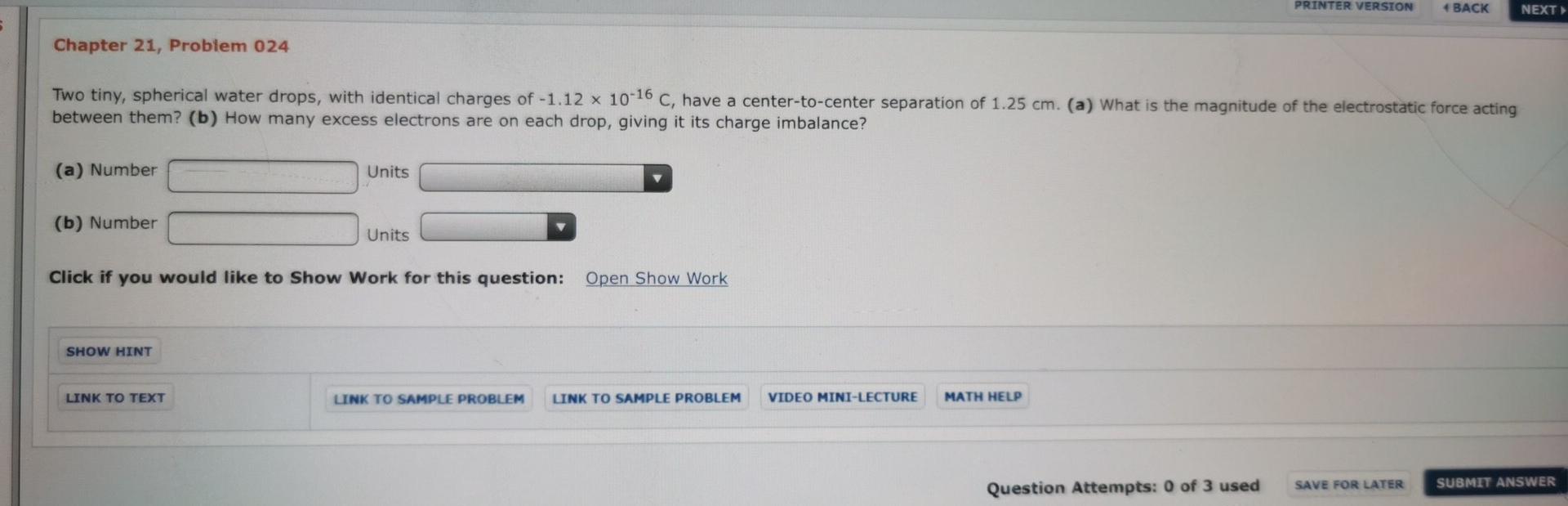 Solved PRINTER VERSION 4 BACK NEXT Chapter 21, Problem 024 | Chegg.com