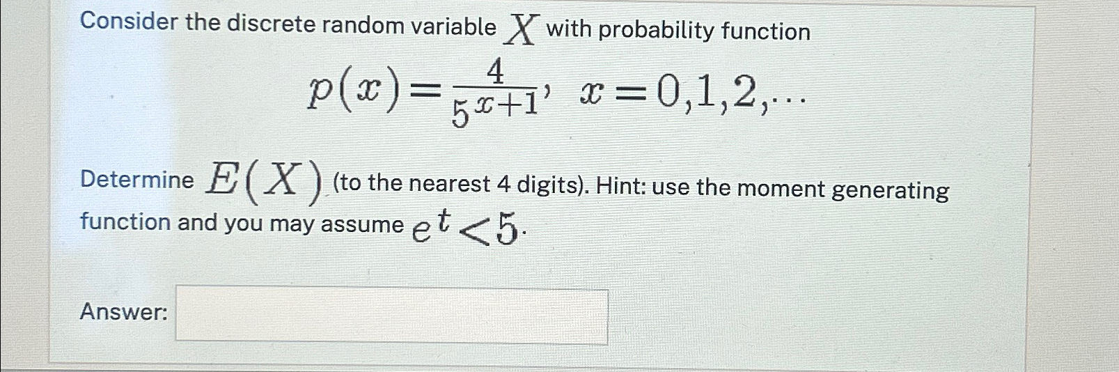 Solved Consider the discrete random variable x ﻿with | Chegg.com