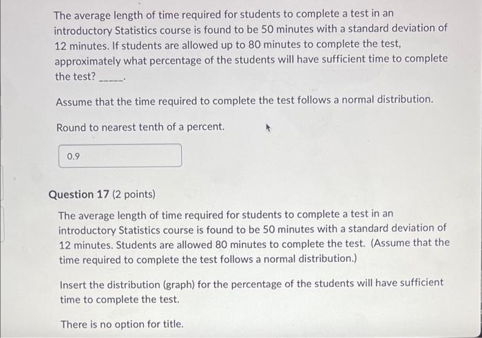 Solved The average length of time required for students to | Chegg.com