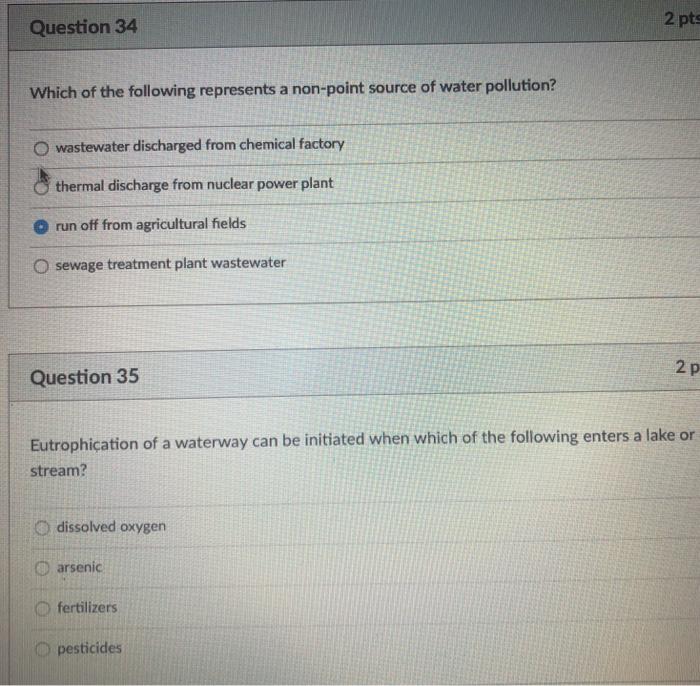 Solved 2 pts Question 34 Which of the following represents a | Chegg.com