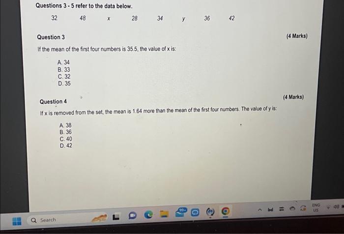 Solved Questions 3-5 Refer To The Data Below. 32 48 X Q | Chegg.com