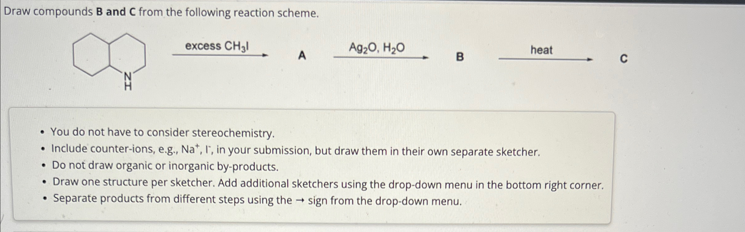 Solved Draw compounds B ﻿and C ﻿from the following reaction | Chegg.com