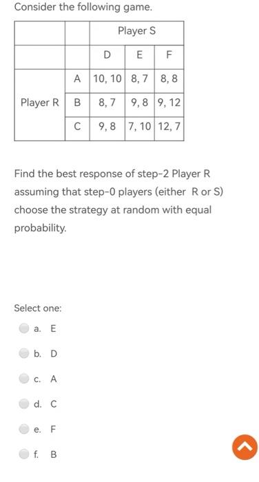 Solved Consider the following game. Players D E F A 10,10 | Chegg.com