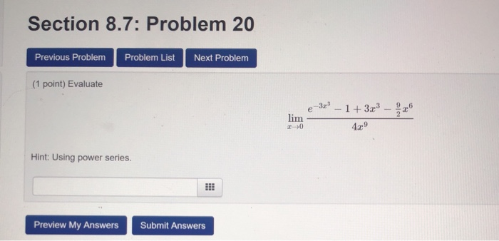 Solved Section 8.7: Problem 20 Previous Problem Problem List | Chegg.com