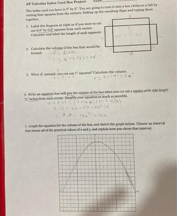 Solved AP Calculus Index Card Box Project The index card you