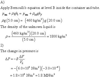 As shown in the figure, a container has a vertical tube, whose inner ...