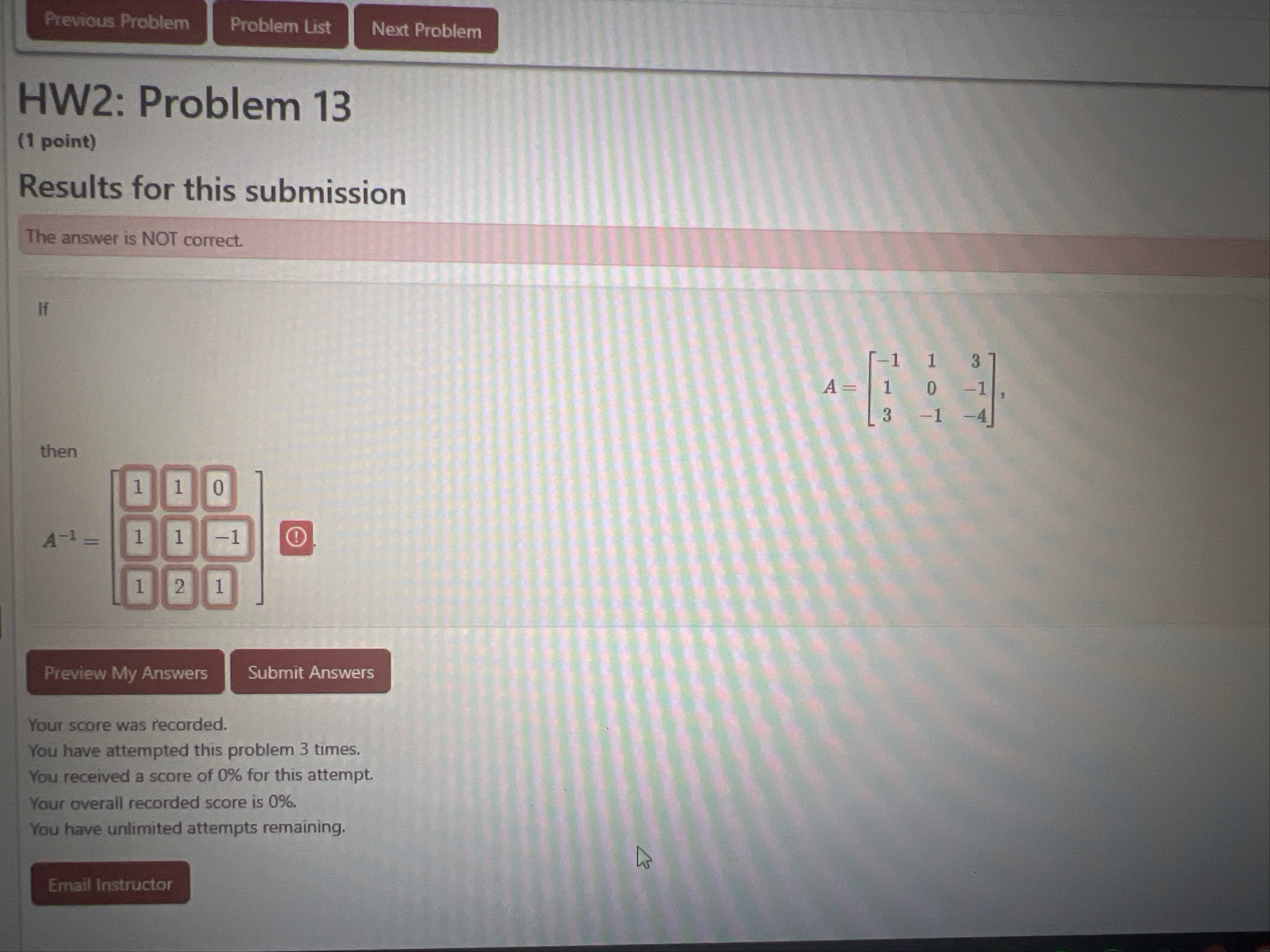 Solved Previous ProblemHW2: Problem 13(1 ﻿point)Results for | Chegg.com