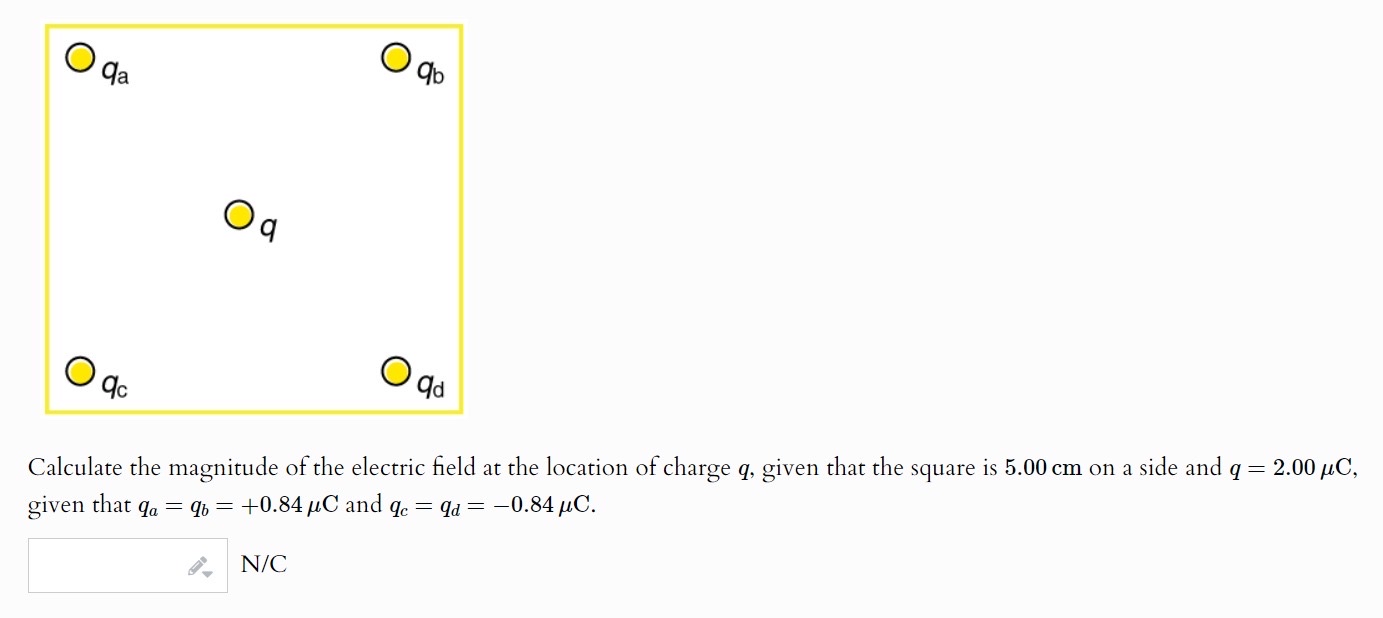 Solved Calculate the magnitude of the electric field at the | Chegg.com